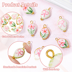 8Pcs 4 Styles Handmade Porcelain Pendants&nbsp;PALLOY-SW00139