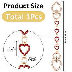 Alloy Micro Pave Rhinestone Heart Link Bag Extender Chains&nbsp;HJEW-YW00118-01