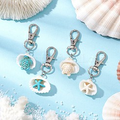 Synthetic Turquoise Starfish Turtle & Shell Pendant Decorations&nbsp;HJEW-JM03178