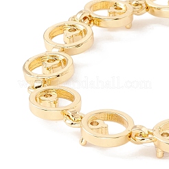 Clear Cubic Zirconia Open Ring Link Chains Bracelet&nbsp;BJEW-I301-10G
