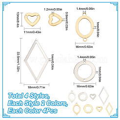 32Pcs 8 Styles 201 Stainless Steel Connector Charms&nbsp;STAS-SC0005-06