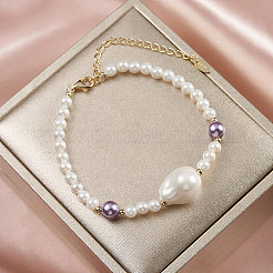 Shell Pearl Beaded Bracelets&nbsp;BJEW-L692-007G