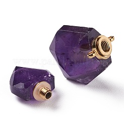 Hexagon Natural Amethyst Perfume Bottle Pendants&nbsp;G-H241-03A-G