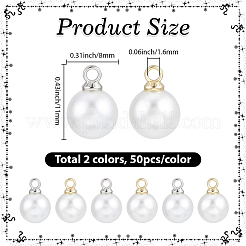 100Pcs 2 Colors ABS Plastic Pearl Pendants&nbsp;FIND-BM0001-41