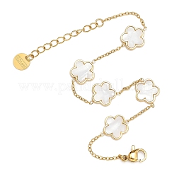 Flower Shell Link Chain Bracelets&nbsp;BJEW-K247-01G-06