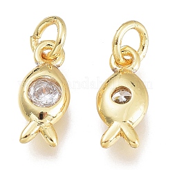 Brass Micro Pave Clear Cubic Zirconia Charms&nbsp;KK-M206-49G