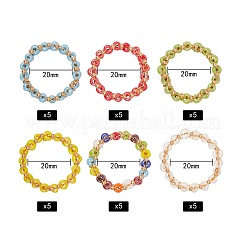 30Pcs 6 Colors Round Glass Seed Beaded Finger Rings&nbsp;RJEW-SZ0001-01