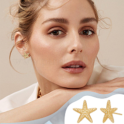 6 Pairs Rack Plating Brass Starfish Stud Earrings&nbsp;KK-BC0013-51
