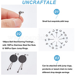 100Pcs Iron Ball Stud Earring Findings&nbsp;KK-UN0001-33