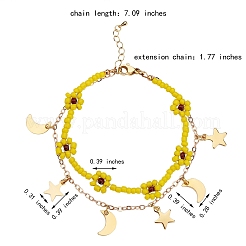 Glass Seed Braided Flower Multi-strand Bracelet&nbsp;BJEW-SW00069-01