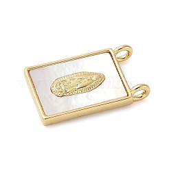 Brass Pave Natural White Shell Pendants&nbsp;KK-S522-02D-G