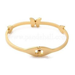 Adjustable Butterfly Vacuum Plating 304 Stainless Steel Bangles for Women&nbsp;BJEW-F474-21G