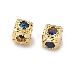 Cube Brass Micro Pave Cubic Zirconia Beads&nbsp;KK-B170-03G