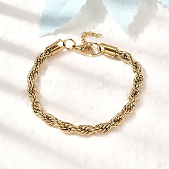 304 Stainless Steel Rope Chain Bracelets for Women&nbsp;BJEW-B140-03G