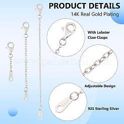 3Pcs 925 Sterling Silver Cable Chain Extenders&nbsp;AJEW-BC0007-62P