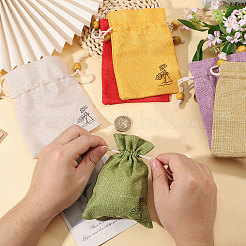 24Pcs 6 Colors Flower Printed Cloth Drawstring Bags&nbsp;ABAG-CA0001-22B
