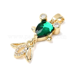 Brass Micro Pave Cubic Zirconia Pendants&nbsp;KK-K375-27G-18