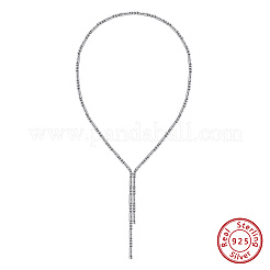 Adjustable 925 Sterling Silver Round Column Magnetic Beaded Necklaces for Women&nbsp;NJEW-A048-03P