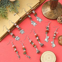 Christmas Theme Tibetan Style Alloy Dangle Earrings with Brass Pins&nbsp;EJEW-JE05307