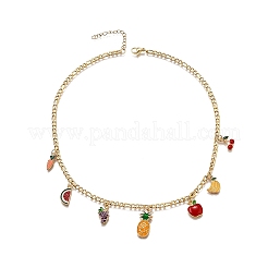 Alloy Colorful Enamel Fruit Pendant 304 Stainless Steel Chain Necklaces&nbsp;NJEW-TA00201