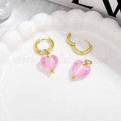 Valentine's Day Brass & Acrylic Hoop Earrings&nbsp;FS-WG64608-01
