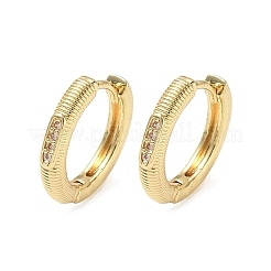 Brass Micro Pave Cubic Zirconia Hoop Earrings&nbsp;KK-CBA30C7-30G