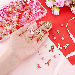 Breast Cancer Pink Awareness Themed DIY Beads & Pendants Jewelry Making Finding Kits&nbsp;DIY-PH0029-48A