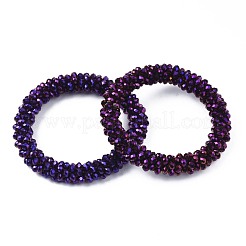 Faceted Electroplate Glass Beads Stretch Bracelets&nbsp;BJEW-S144-002G-06