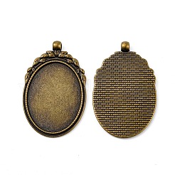Tibetan Style Alloy Pendant Cabochon Bezel Settings&nbsp;TIBEP-M018-62AB-NF