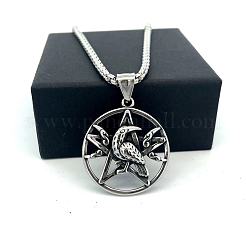 Vintage 304 Stainless Steel Pentagram Eagle Pendant Men's Necklaces&nbsp;OB8417