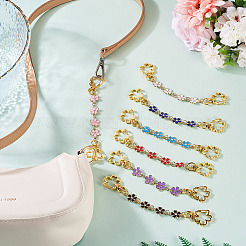 7Pcs 7 Colors Alloy Enamel Flower Link Bag Extension Chains&nbsp;HJEW-TAC0104