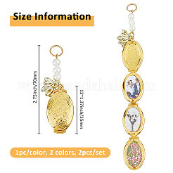 2Pcs 2 Colors Oval Brass Locket Pendants&nbsp;PALLOY-FH00108