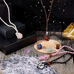 Macrame 7 Chakra Natural Stone Pendant Necklace DIY Making Kit&nbsp;DIY-FH0003-96