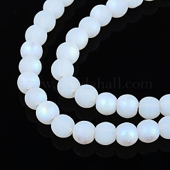 Frosted Imitation Jade Glass Beads Strands&nbsp;GLAA-T032-J4mm-MBB02