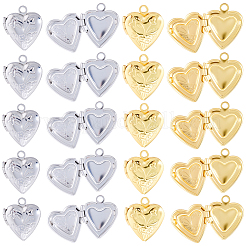 20Pcs 2 Colors Brass Locket Pendants&nbsp;KK-SC0007-50
