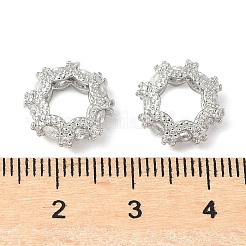 Brass Cubic Zirconia Rondelle European Beads&nbsp;KK-A254-07P