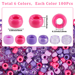 600Pcs 6 Colors Opaque & Transparent Plastic Beads&nbsp;KY-SC0002-34