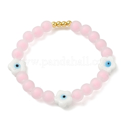 Brass & Plastic & Lampwork Beaded Stretch Bracelets for Women&nbsp;BJEW-F515-02G