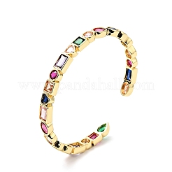 Cubic Zirconia Geometry Open Cuff Bangle&nbsp;BJEW-J165-13-G