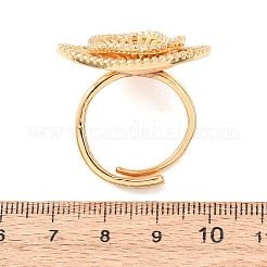 Brass Micro Pave Clear Cubic Zirconia Cuff Ring Components&nbsp;KK-G551-06G