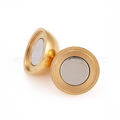 Round 304 Stainless Steel Magnetic Clasps with Loops&nbsp;STAS-N014-02-12mm