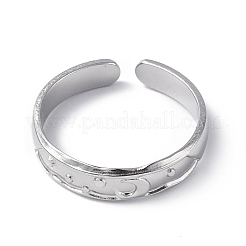 Non-Tarnish 304 Stainless Steel Crescent Moon Open Cuff Ring for Women&nbsp;X-RJEW-C046-01P