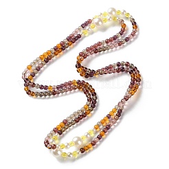 Plastic Imitation Pearl & Glass Round Beaded Long Necklaces for Women&nbsp;NJEW-A045-06