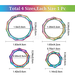 4Pcs 4 Styles Zinc Alloy Spring Gate Rings&nbsp;FIND-GF0004-17