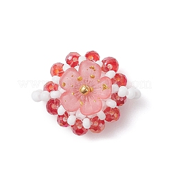 6Pcs 6 Colors Glass Seed Beaded Connector Charms&nbsp;PALLOY-MZ01111