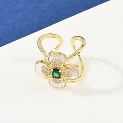Brass Micro Pave Cubic Zirconia Cuff Rings for Women&nbsp;RJEW-F186-03G