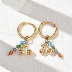 304 Stainless Steel & Rhinestone Hoop Dangle Earrings&nbsp;EJEW-T059-02