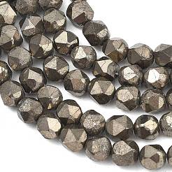 Natural Gold Pyrite/Golden Pyrite Beads Strands&nbsp;G-G458-I01-8mm