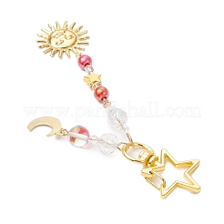 Electroplate Glass Beads with Brass Beads Rack Plating Brass Pendants and 201 Stainless Steel Pendants Opaque Acrylic Beads Decorations&nbsp;HJEW-JM03030