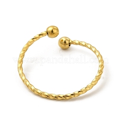 Ion Plating(IP) 304 Stainless Steel Beaded Open Cuff Ring for Women&nbsp;X-RJEW-E070-02G